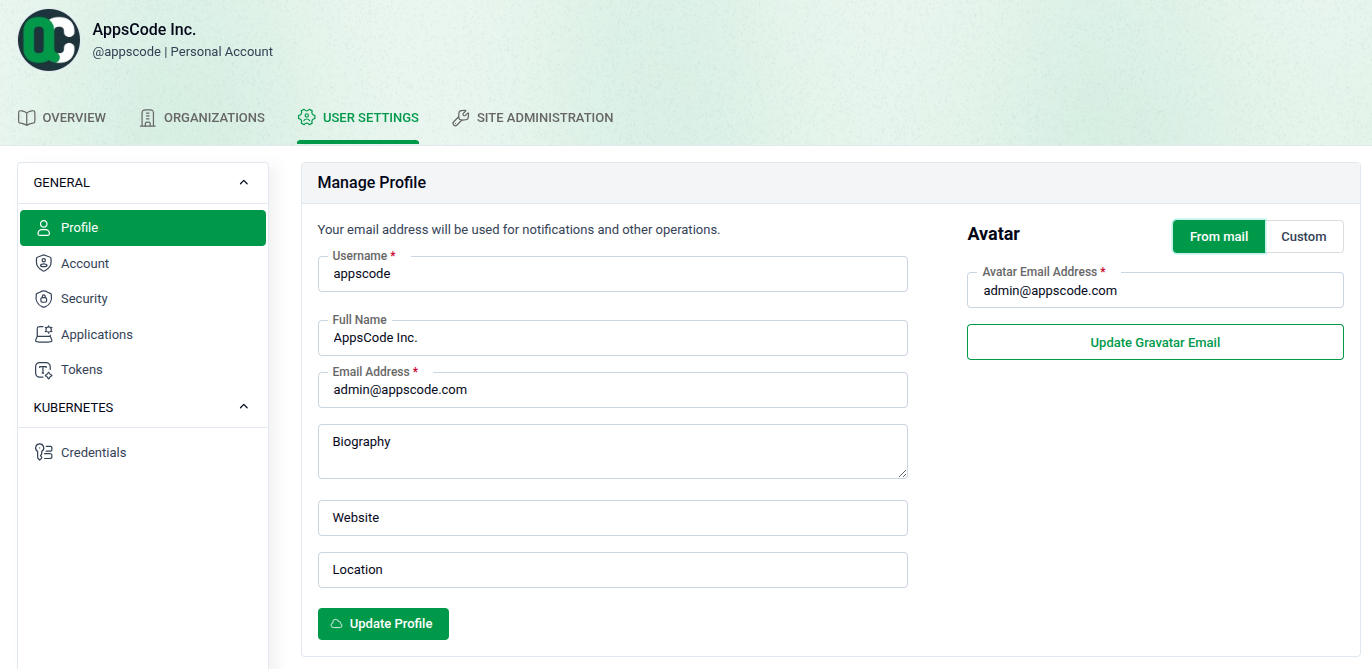 Update Profile Info
