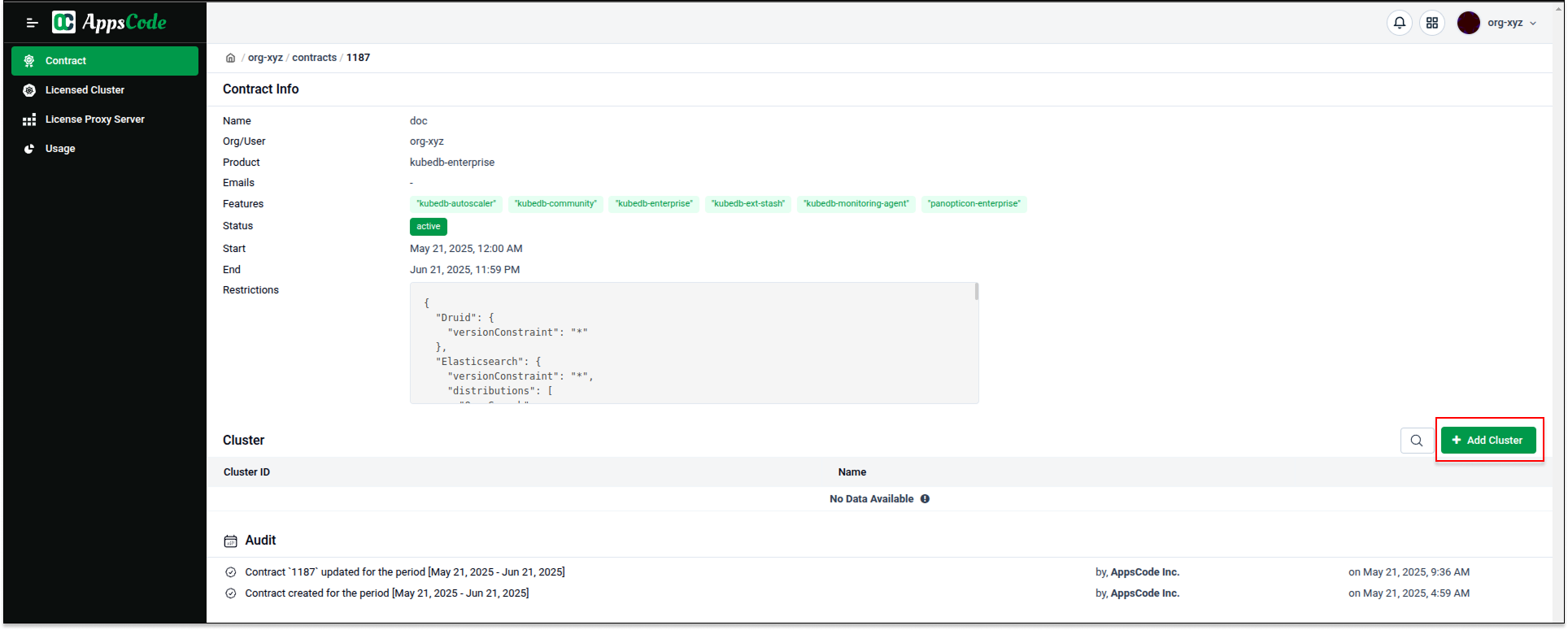 Add Cluster